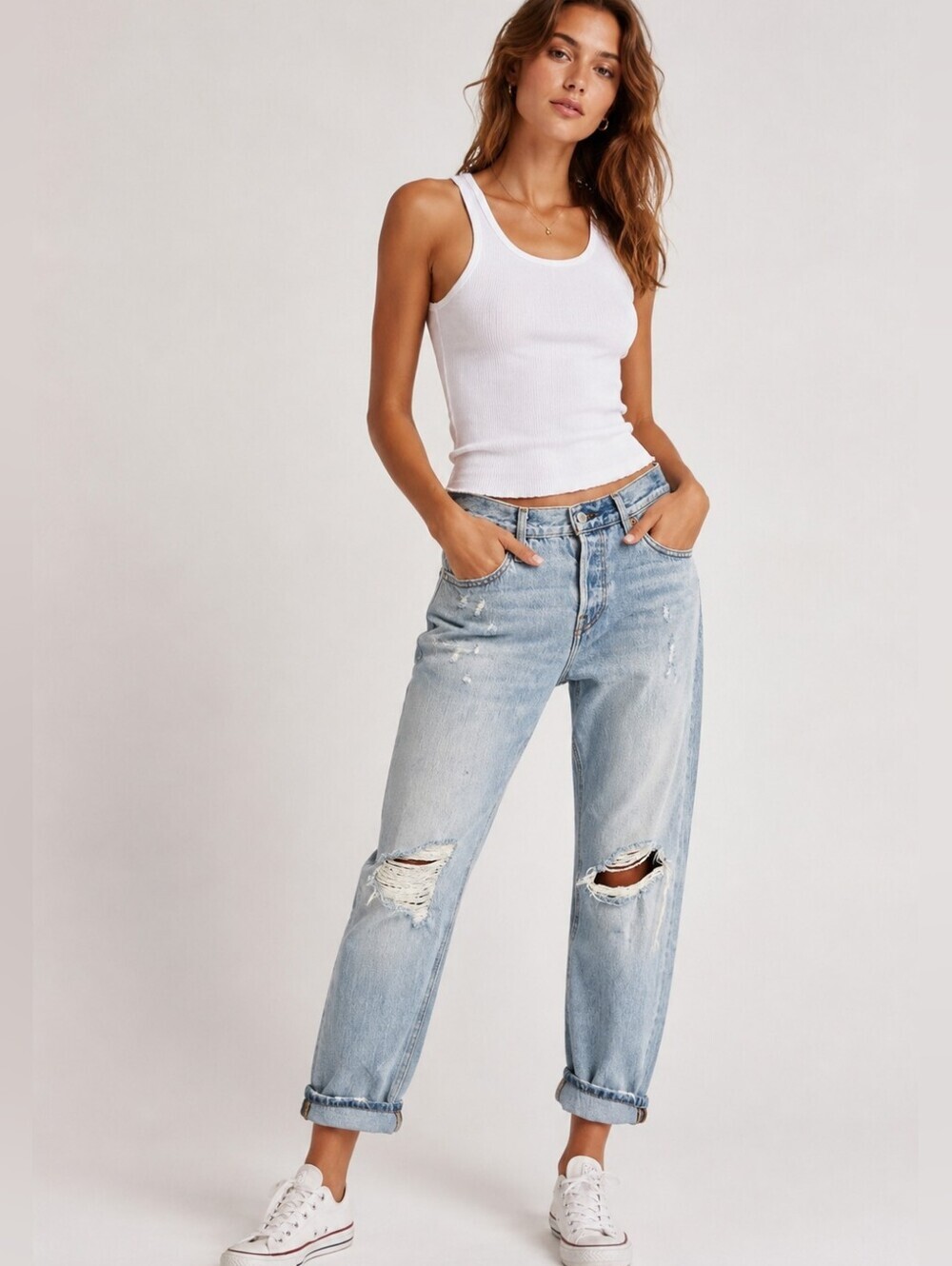Levi’s 501 CT Distressed Light Wash Jeans W27 Boyfriend Mom Jeans